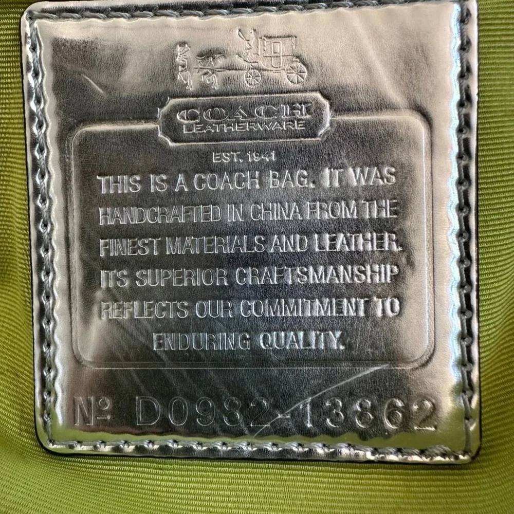 Coach Medium Gray and Green Handbag